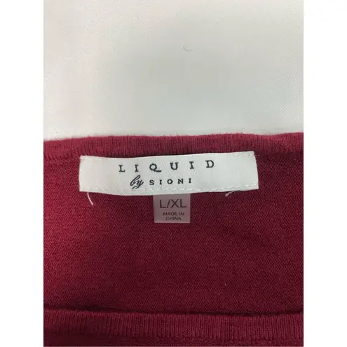 Liquid by Sioni Dark Red Elegant Poncho with Rhinestone Bling L/XL Size L