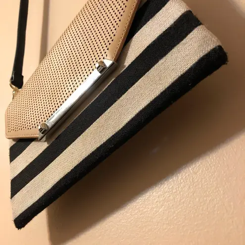 Stella & Dot Canvas Leather Clutch Crossbody Bag