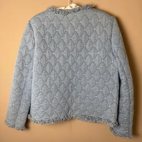 J. McLaughlin Helene Quilted Jacket Womens Medium Light Denim Chambray Coat