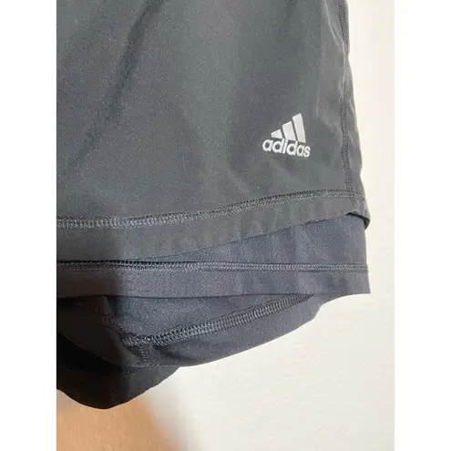 Adidas  Climalite 2 in 1 Shorts Built in Spandex 3 Stripe Logo Black Small