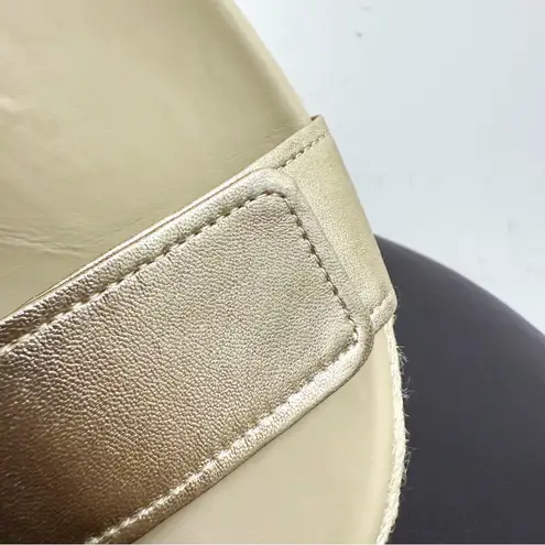 ABEO Light Metallic Gold Metatarsal Riviera Ankle Wedge Espadrille Sandal 7 Neut