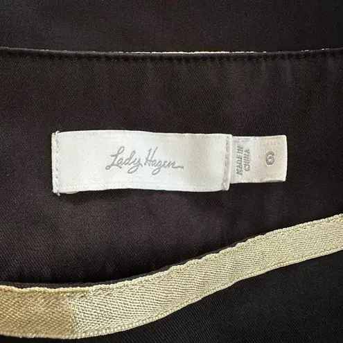 Lady Hagen Black Gold Skort Skirt Size 6 Glam Preppy Tennis Golf Vacation