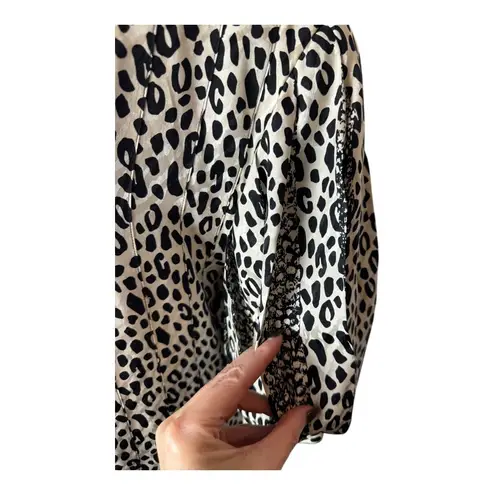 Julie Francis Bergdorf Goodman Dress Woman 16 Black White Silk Vintage Leopard