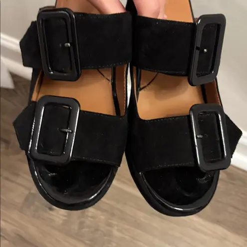 L'Amour Des Pieds Maulia Block Heel Slide Sandal LDP Black Size 7.5