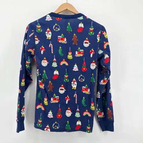 Hanna Andersson Heirloom Ornaments Organic Cotton Long John Pajama Top Small Blue Size undefined