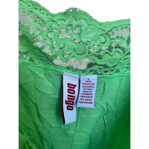 Bongo Y2K  Juniors Neon Green Lace Camisole Tank Top Size Large