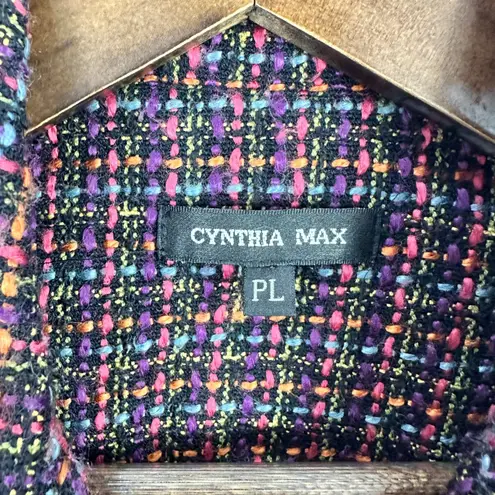 For Cynthia Cynthia Max Blazer Womens PL Black Multicolor Tweed Boucle Mod Preppy Statement