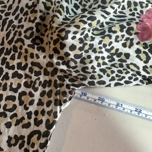 Graham Kandiah Leopard Print Floral 100% Cotton Tunic Top Resort Coverup Size S White