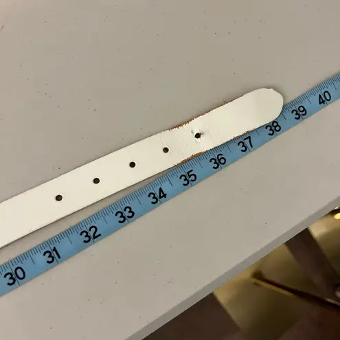 Vintage Robbie Nelson USA White Genuine Leather Golden Buckle Belt Size M/L Size M