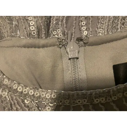 Tadashi Shoji Silver Gray Sequin Sheath Dress Size 10