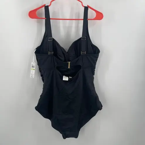 Anne cole Swimsuit Size 18W NWT Live In Color Black Plus Curvy One Piece Ruched