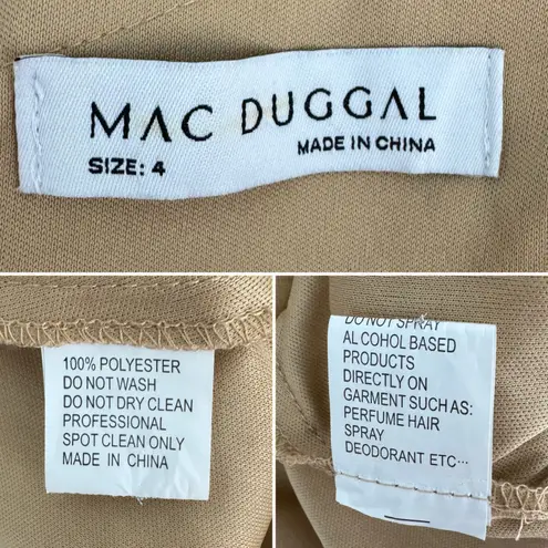 Mac Duggal Embroidered Floral Tulle Gown formal dress nude pink white Size 4