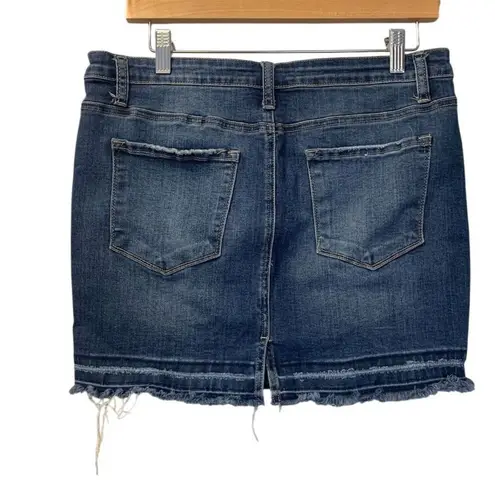 KanCan Women's Size 29 Blue Distressed Hem Mini Denim Skirt Casual