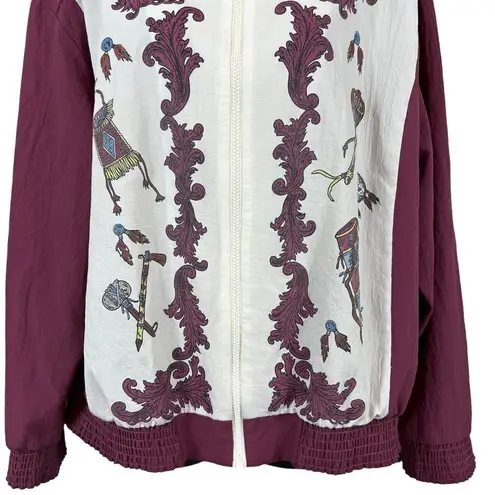 Vintage 80’s Native American Print Windbreaker Bomber Jacket Purple Size XL
