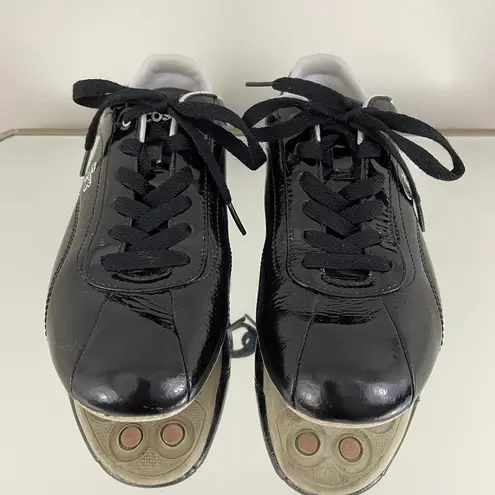 Lacoste Y2K Black Pink Shiny Patent Leather Shua 2 Casual Bowler Track Sneakers