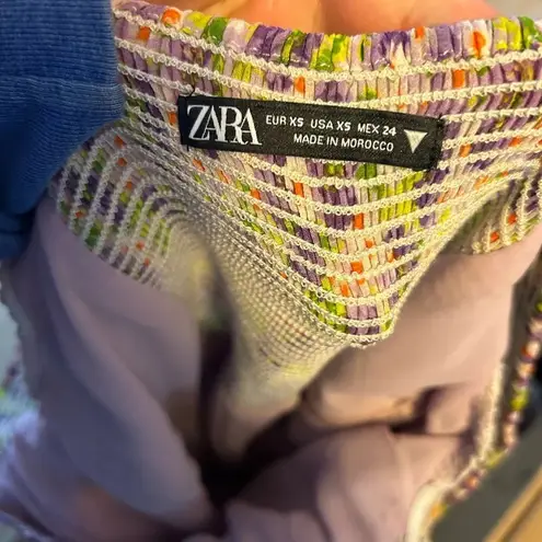 ZARA  FLORAL PUFF SLEEVE RUCHED MINI DRESS