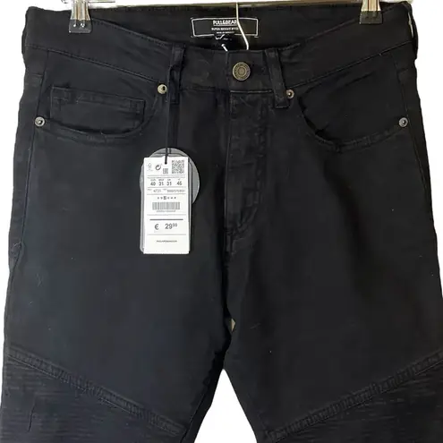 Pull & Bear Limited Edition Super Skinny Biker Jeans EU 40 NWT Black Size undefined