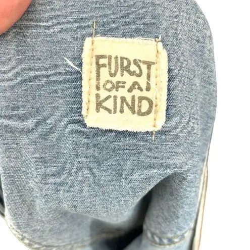 Furst of a Kind Distressed Denim Medium Wash Overall Dress Shortalls Size Medium