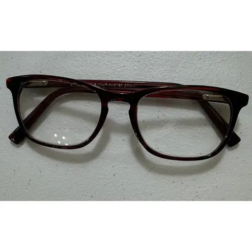 5TH & Madison " ELANA WIN " Transparent Red Striped Reading Glasses Frames Only
