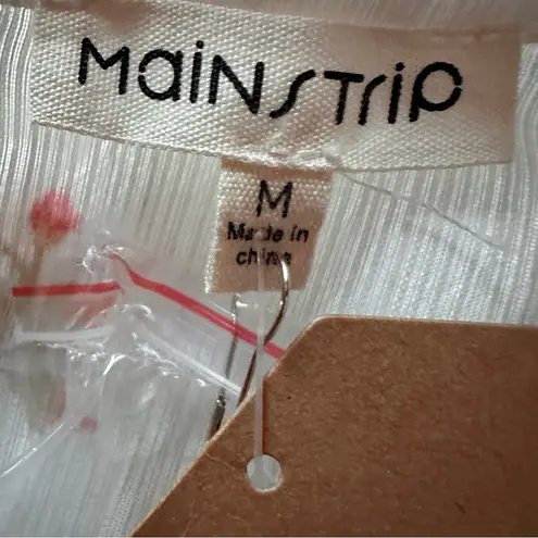 Main Strip Amy Floral Print Dress Long Sleeve Holiday Mini White Medium No Belt