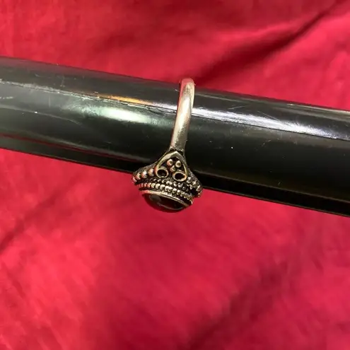 Elegant Silver over Brass and Ruby Gemstone Ring