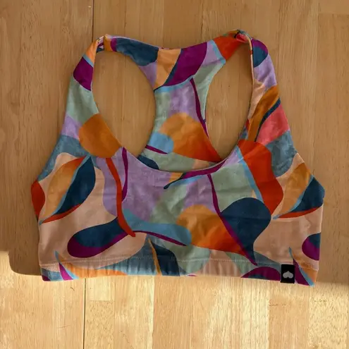 Booty By Brabants scoop neck top sports bra multi color geometric print