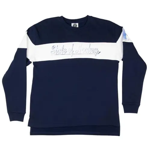 NHL Minnesota State of Hockey Women's Long Sleeve Crewneck Sweatshirt, Small Blue