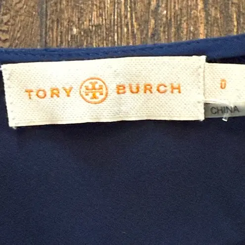 Tory Burch Peggy Color Block Navy Wrap Dress Size 0