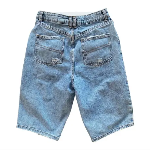 Bermuda Collusion Long Length  Distressed Denim Shorts Size 4