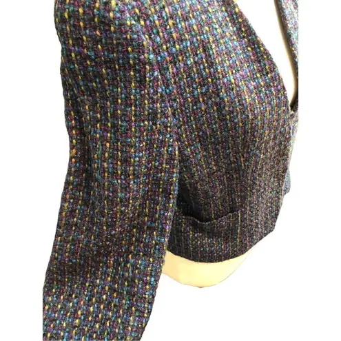Vintage Michelle petites confetti blue wool blend boucle tweed short blazer Blue Size 8P