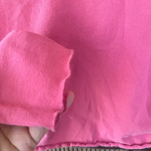 Lilu Vintage Y2K Long Sleeve V Neck Shirt 100% Cotton Size XS Pink