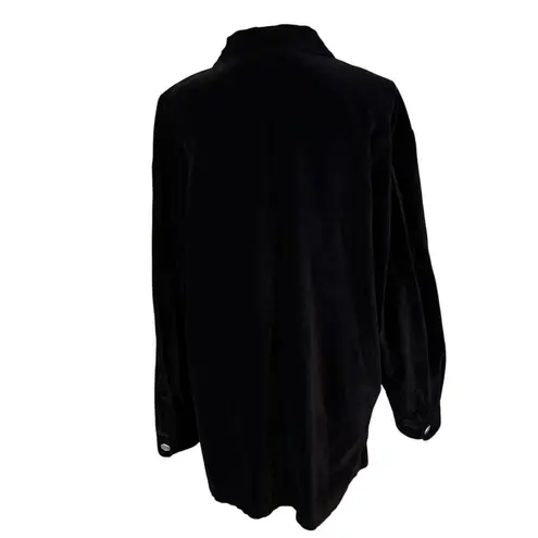 appleseed's Size L Black Velvet Button Front Shacket Shirt Jacket Pockets USA