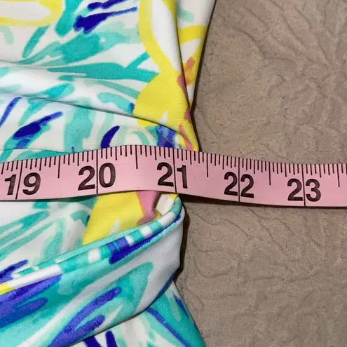 Aryeh Womens Tropical Ruffle Trim Tie Belt Stretch Romper Multicolor Medium