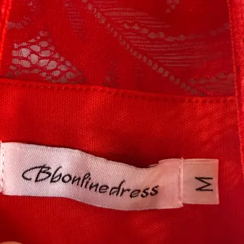 Red Lace Halter Midi Dress BBonfinedress Ruched Tulip Hem Cocktail Womens M NWOT Size M