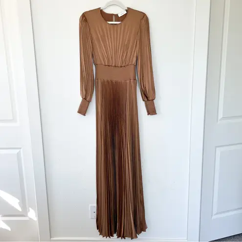 ALC Frank NWOT A.L.C. Leah II Pleated Maxi Dress in Toffee Brown