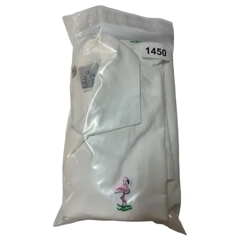 Dress Barn  Top Womens S Flamingo Novelty Print Button Up Sleeveless Coastal White