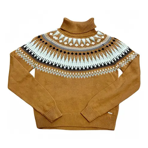 The Normal Brand Oslo Fair Isle Cozy Turtleneck Tan Sweater Size XS Tan