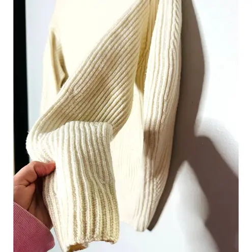 Nina Ricci White Cream Ribbed Turtleneck Wool Cashmere Blend Sweater Size XS
