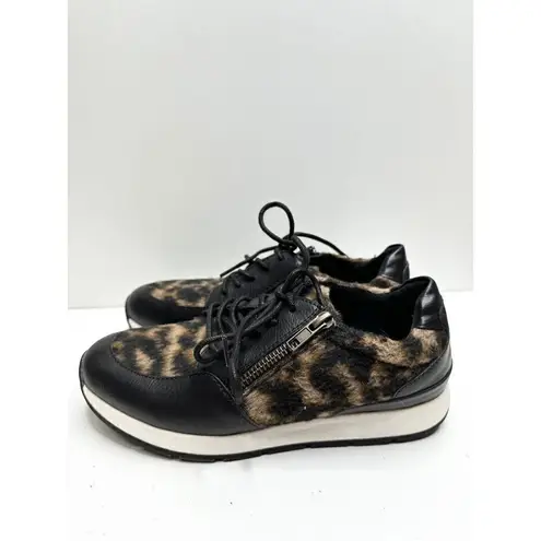 B.o.c by Born Sneakers Womens Size 6 Leopard Print Lace Up Fashion Shoes Black