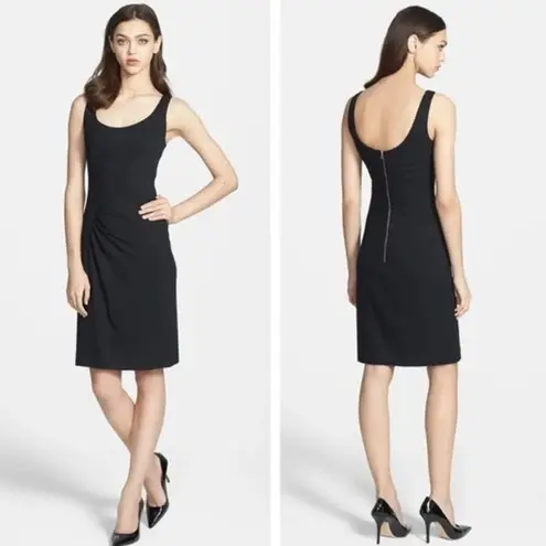 Milly Black Ruched Sleeveless Sheath Midi Dress Size Large