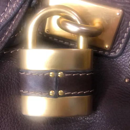 Chloé CHLOE Paddington Dark Brown Leather Bag with Lock and Key