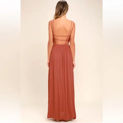Lulu's Lost in Paradise Rusty Rose Maxi Dress Pink