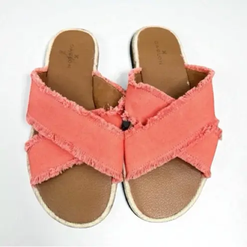 Caslon Coral Frayed Edges Paxton Cross Strap Slides Womens Sandals Size 7