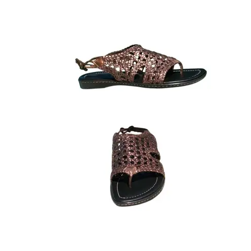 Donald Pliner Copper Metallic Leather Flexible Sole Shoe Sandal New NWT $245 Gold Size 6