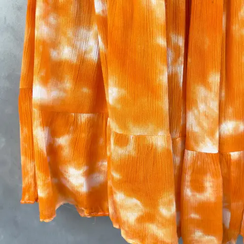 Roamans Womens Skirt 14W Tie Dye Boho Festival Hippie Cottagecore Indie Retro Orange