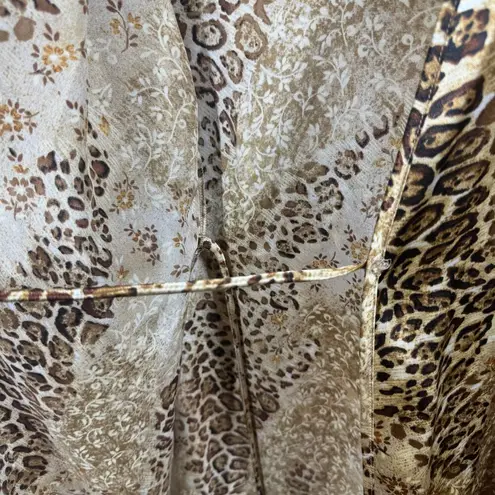 Gilligan O'Malley Night Robe Women L Gold Black Leopard Lace Romantic Lounge Size L