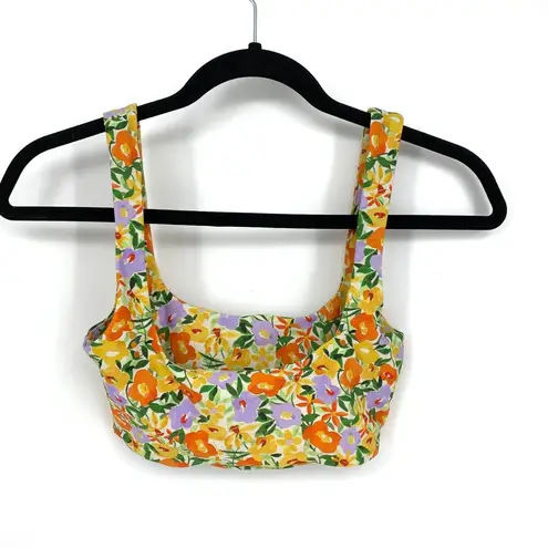 ZARA  Cropped Top Bralette Womens Small Bright Floral Print Multicolor