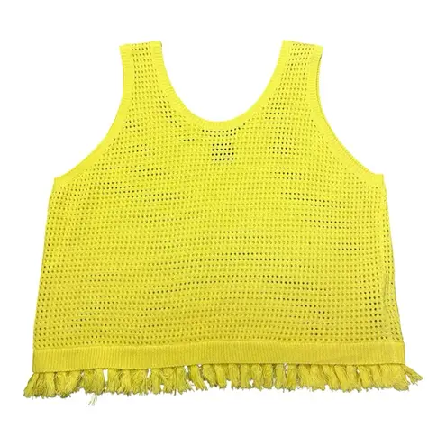 PINKO Yellow Crochet Fringe Tank Top Size M