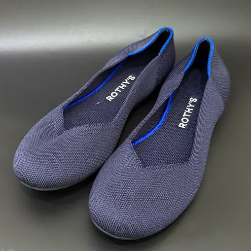 ROTHY’S The Flat Round Toe Navy Blue Halo Ballet Flats Women’s Shoes Size 8