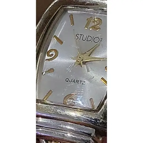 Studio Time STD951T Ladies Quartz Cuff Bracelet Watch Silver & Gold